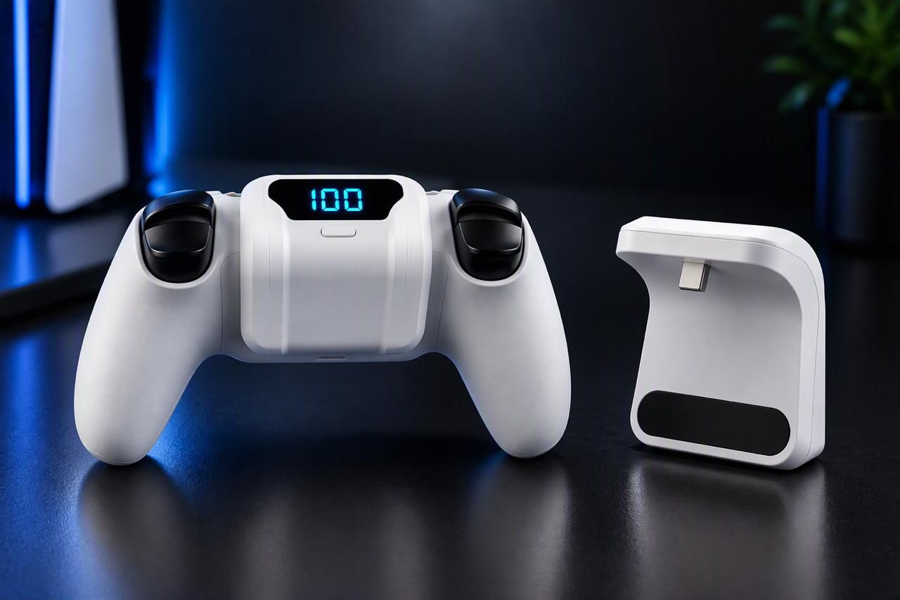 Controller battery pack showing 100% charge